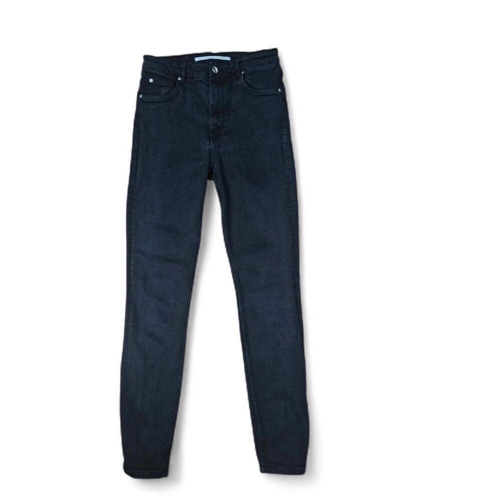Zara Black Slim-Fit Jeans Tapered Leg Stretch Denim Size Small 27" Waist